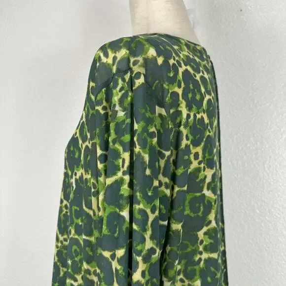 LOGO Layers Lori Goldstein Top Women XL Jade Green Sheer Mesh Tunic Layer Artsy - Picture 7 of 13